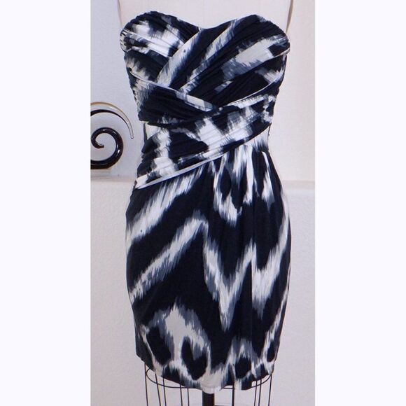 Express strapless blue/wh Aurora dress - Picture 1 of 4